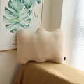 Coussin décoratif torsadé ondulé style nordique en tissu sherpa blanc cassé - Forme d'arête de poisson / 50x35cm / Beige
