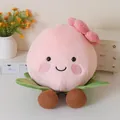 Pink cartoon plant plush pillow cushion with cute smiling face and green leaves decoration - Girl Peach