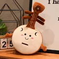 Adorable brown Pipa-shaped plush musical instrument toy with cute embroidered face - 38 cm / Zhongruan