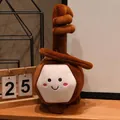 Adorable brown Otamatone musical instrument plush toy featuring a cute smiling face. - 35cm / Erhu
