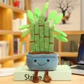 Cute smiling bamboo plush toy in blue pot with brown dangling legs home decoration - Lucky Bamboo Ornament (40cm) / Blue Pot