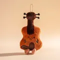 Cute cello-shaped plush keychain with a smiley face in brown soft fabric - 15cm / Pipa Instrument