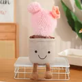 Adorable pink fuzzy succulent cactus plush toy with smiley pot for home and office decor - Cactus Ornament (35cm) / Pink