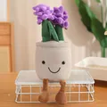 Fun purple plush lavender potted plant with a cute smiling face and dangling legs. - Hyacinth Ornament (35cm) / Purple