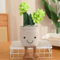 Plush smiling succulent potted plant toy with dangling brown legs for home decoration - Hyacinth Ornament (35cm) / Green