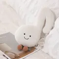 Soft white musical note plush toy with a cute smiley face and brown corduroy feet - 32cm / Music Note