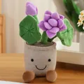 Pianta grassa in peluche creativa con tulipani viola e una simpatica faccia sorridente - Ornamento di Loto (30cm) / Viola