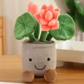 Peluche pianta di tulipano in vaso con viso sorridente per casa - Ornamento di Loto (30cm) / rosa scuro