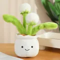 Pianta grassa di peluche creativa con vaso con faccina sorridente per decorazione casa - Pianta in vaso di tarassaco / 25cm / Bianco
