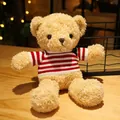 Small teddy bear plush toy wearing a red and white striped sweater for kids - Light Brown Striped Sweater Style / 30cm