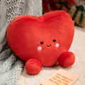 Adorable red heart-shaped plush toy pillow featuring a cute minimalist smiley face design - 12cm Pendant / Red Heart