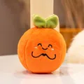 Adorable orange fruit shaped plush pet squeaky toy with embroidered smiley face design - Squeaky Style / Persimmon / 10-15cm