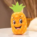 Cute pineapple-shaped plush squeaky pet toy with a smiling cartoon face design. - Squeaky Style / Pineapple / 10-15cm