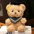 Niedliches Abschluss-Teddybär Plüschtier mit schwarzem Hut und Gratulationsschal - 23cm / Dreieckstuch - Gelb