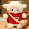 Adorable soft white lamb plush doll wearing a red heart sweater and crossbody bag - 23cm / Red Heart Sweater And Bag