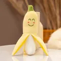 Cute banana shaped plush toy for pets featuring a cheerful embroidered smiley face - Squeaky Style / Banana / 10-15cm