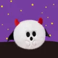 Quirky white plush Halloween ghost doll featuring red horns and black bat wings - Ghost