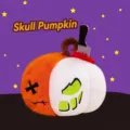 Quirky Halloween skull pumpkin plush toy with half-split design in orange and white - Skeleton Pumpkin