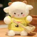 Soft Boke sheep plush doll wearing a yellow knitted sweater and small crossbody bag - Yellow Umbrella Sweater And Bag