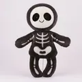 Cuddly black Halloween skeleton plush toy with decorative white bone embroidery patterns - Halloween Skull