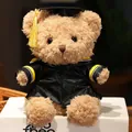 Süßer hellbrauner Teddybär-Plüsch im schwarzen Talar mit gelber Quaste - 23cm / Doktoranzug - Gelb