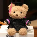 Weicher Abschluss-Teddybär Plüsch in schwarzer Robe und Hut mit rosa Quaste - 23cm / Doktoranzug - Rosenrot