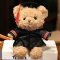 Kuscheliger Abschluss-Teddybär in schwarzer Robe mit roter Quaste, ideales Geschenk - 23cm / Doktoranzug - Rot