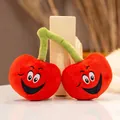 Simpatico peluche a forma di ciliegia rossa per animali con volti sorridenti - Stile con Squeaker / Ciliegia / 10-15cm