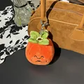 Simpatico portachiavi di peluche a forma di frutto con viso su una borsa marrone - Stile Portachiavi / Cachi / 10-15cm