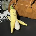 Simpatico peluche a forma di banana sbucciata con squeak e portachiavi in metallo - Stile Portachiavi / Banana / 10-15cm