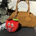 Simpatico peluche a forma di mela rossa con faccia sorridente per cani da masticare - Stile Portachiavi / Mela Rossa / 10-15cm