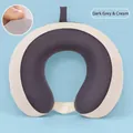 Almohada de viaje en forma de U de espuma viscoelástica gris oscuro y blanco crema - 30x25cm / Gris Oscuro & Blanco Crema