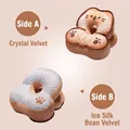 Almohada de siesta multifuncional reversible con terciopelo de cristal y seda de hielo fría - 32x22x28cm / Gato Galleta de Mantequilla - Almohada para Dormir