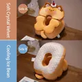 Almohada de siesta reversible con terciopelo cristal suave y tela refrescante - 32x22x28cm / Gato de Tostada de Cereza