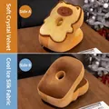 Almohada de siesta de tostada de dibujos animados de doble cara con terciopelo y seda de hielo - 32x22x28cm / Gato Feliz Claro