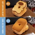 Almohada de siesta de tostada con seda de hielo refrescante y terciopelo suave, azul - 32x22x28cm / Gato Triste Claro
