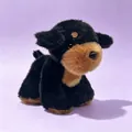 Miniature black and tan Schnauzer puppy plush toy with soft realistic fur, 8-inch size - Black Shiba Inu / 15cm