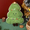 Coussin décoratif en peluche sapin de Noël avec visage souriant et étoile dorée - 45cm / Noël arbre