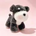 Lifelike grey and white Schnauzer plush toy dog with soft fur and pink cheeks - Schnauzer / 15cm