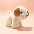 Adorable small white simulation puppy plush toy with brown ears for desktop decoration - Little Beagle / 15cm