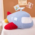Morbido aeroplano di peluche blu con ali rosse per decorazione camera dei bambini - Aereo Classico / 60CM