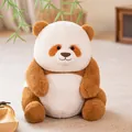 Cute brown and white plush panda toy with soft fur and adorable round shape design - Qi Zai / Sitting Height 30cm