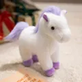 Peluche de poni blanco suave con melena y cola violetas para decorar el hogar - Pony / 25cm / Púrpura