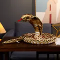 Realistic brown cobra plush toy snake prank prop for home decor on dark wooden table - Light Brown Cobra