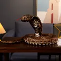 Realistic cobra plush toy for pranks and home decor, soft stuffed snake animal - Dark Brown Cobra