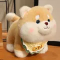 Cute Shiba Inu plush toy puppy with yellow crocheted bib for children birthday gift - Bee Style