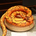Realistic orange and brown boa constrictor plush snake toy for pranks and home decor - Orange-ringed Python / 110 cm
