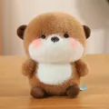 Adorabile orsetto di peluche bianco e marrone con guance rosa su tavolo - 16cm / Lontra