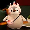 Peluche de pingüino suave con un lindo disfraz de unicornio rosa y mini bolso - Pingüino Unicornio