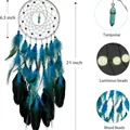 Handmade blue dreamcatcher with luminous beads and turquoise pendant wall decor hanging - Standard Style (MS2620) / No Light